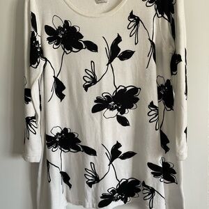 Floral Black and White Sweater